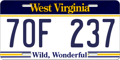 WV license plate 7OF237