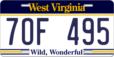 WV license plate 7OF495