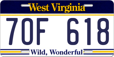 WV license plate 7OF618