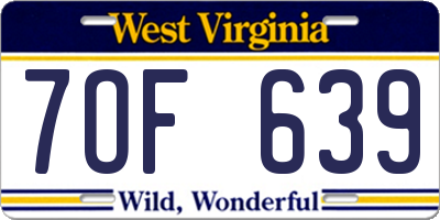 WV license plate 7OF639