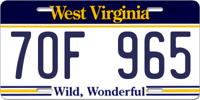 WV license plate 7OF965