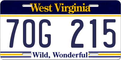 WV license plate 7OG215