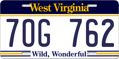 WV license plate 7OG762