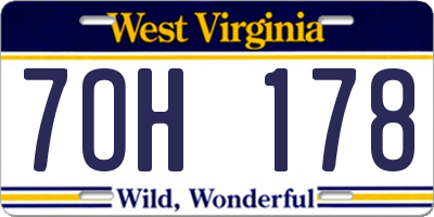 WV license plate 7OH178