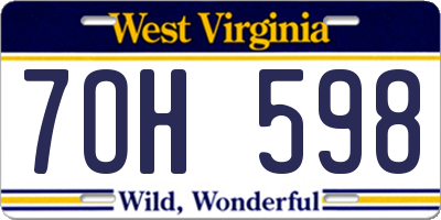 WV license plate 7OH598