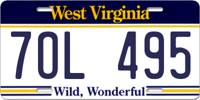 WV license plate 7OL495