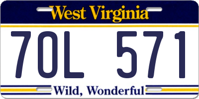 WV license plate 7OL571