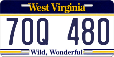 WV license plate 7OQ480