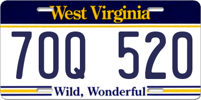 WV license plate 7OQ520