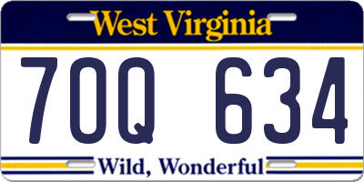 WV license plate 7OQ634