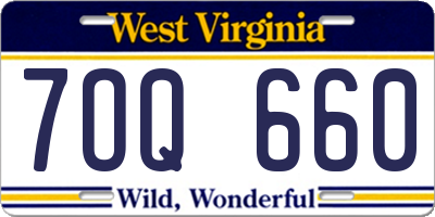 WV license plate 7OQ660