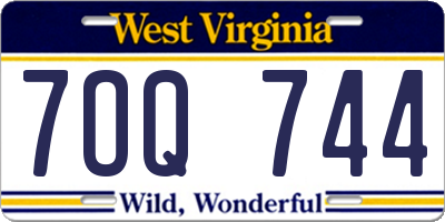 WV license plate 7OQ744