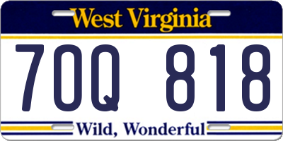 WV license plate 7OQ818