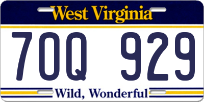 WV license plate 7OQ929
