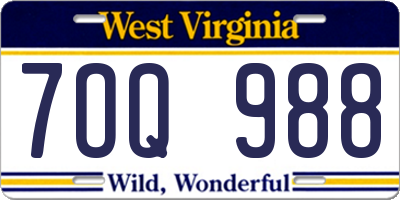 WV license plate 7OQ988