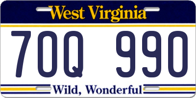 WV license plate 7OQ990