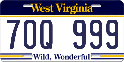 WV license plate 7OQ999
