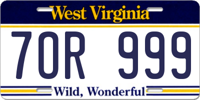 WV license plate 7OR999