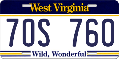 WV license plate 7OS760