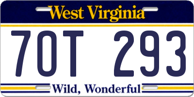 WV license plate 7OT293