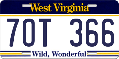 WV license plate 7OT366