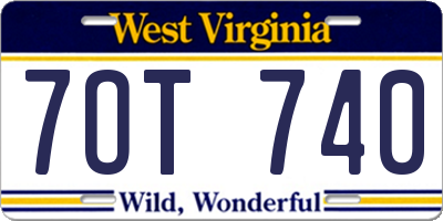 WV license plate 7OT740