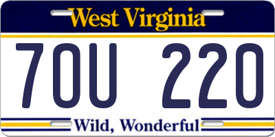WV license plate 7OU220