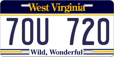 WV license plate 7OU720