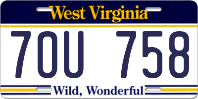 WV license plate 7OU758