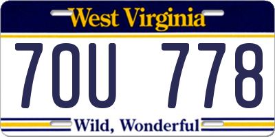 WV license plate 7OU778