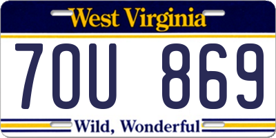 WV license plate 7OU869