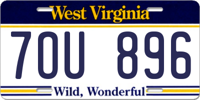 WV license plate 7OU896
