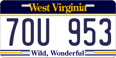 WV license plate 7OU953