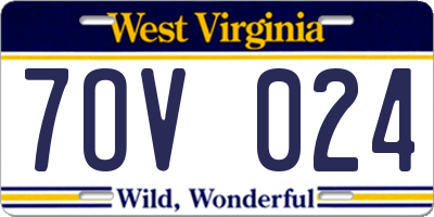 WV license plate 7OV024