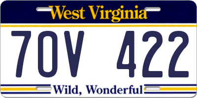 WV license plate 7OV422