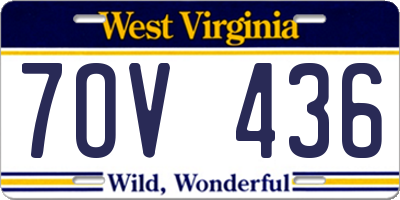 WV license plate 7OV436