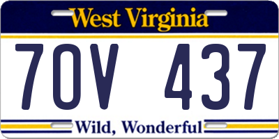 WV license plate 7OV437