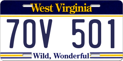 WV license plate 7OV501