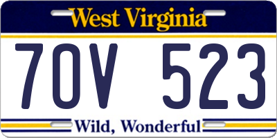 WV license plate 7OV523