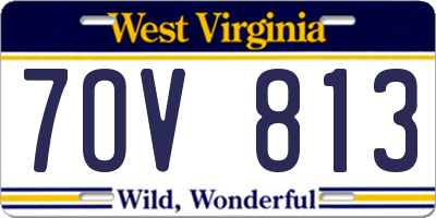 WV license plate 7OV813