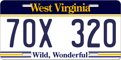 WV license plate 7OX320