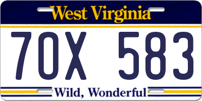 WV license plate 7OX583