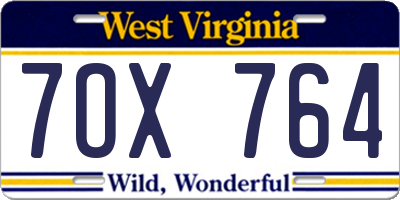 WV license plate 7OX764