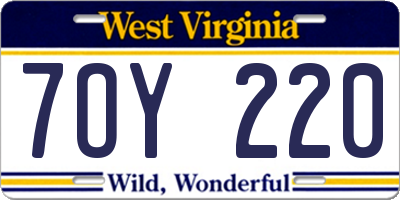 WV license plate 7OY220