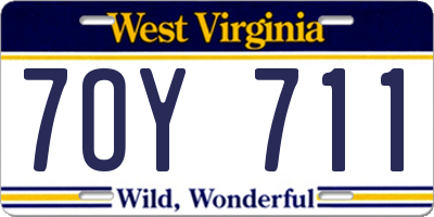 WV license plate 7OY711
