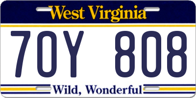 WV license plate 7OY808