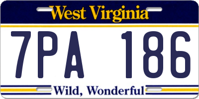 WV license plate 7PA186