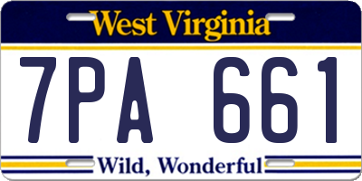 WV license plate 7PA661