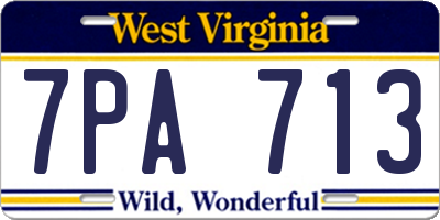 WV license plate 7PA713
