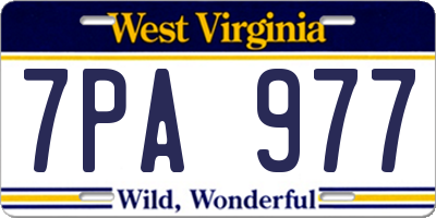 WV license plate 7PA977
